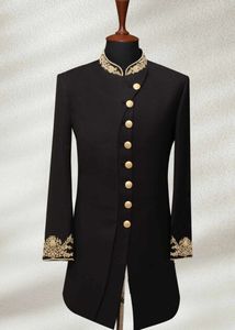 STYLISH DESIGNER of GROOM BLACK INDO-WESTERN SHERWANI,<b>PANT</b> WITH EMBELLISHED CRYSTAL GLASS BEADS,DABKA WORK for WEDDING=2025 - Product Image 2