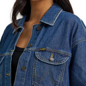 Phụ Nữ Thoải Mái Phù Hợp Với Bông Jean Áo Khoác 2025 Cổ Điển Giản Dị Thời Trang Dạo Phố Hot Bán Lần Lượt Xuống Cổ Áo Denim Áo Khoác Cho Mùa Xuân - Product Image 4