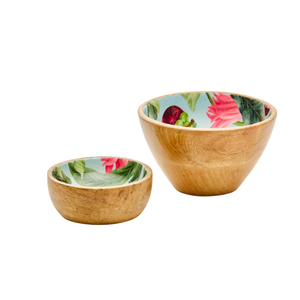 ชามสลัดไม้ธรรมชาติพิมพ์ลายสีสันสดใสสไตล์วินเทจชามไม้สำหรับเสิร์ฟเครื่องครัวขายส่งจากเวียดนาม - Product Image 1