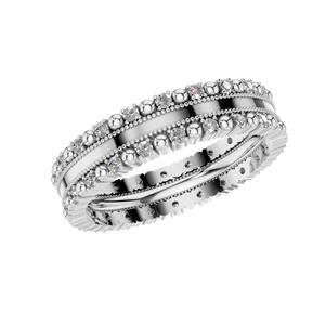 925 Sterling <b>Silver</b> VVS D Moissanite Double Row <b>Eternity</b> Band <b>Ring</b> Women Religious Milgrain Design Engagement Prong Set Fine - Product Image 1