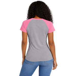 T-shirt à manches raglan gris acier Sororité grecque T-shirt rose et vert pour femmes Sororité universitaire Vêtements décontractés élégants - Product Image 2