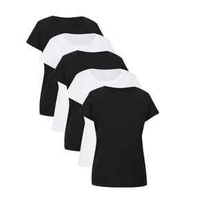 OEM Fabricantes '280G Peso pesado 100% Algodón peinado Liso Camiseta personalizada Mujeres Oversized XL High Print Paquete combinado - Product Image 2