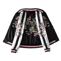 Blouson Bomber Femme Personnalisé avec Broderie, en Soie Satinée Unie, Style Hiver Urbain, Col Mandarin, Doublure Polyester, Laine