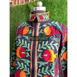 Unisex Indian Textile Hand Embroidery Jacket Cotton Suzani Fabric <b>Coat</b> With No Closure <b>for</b> Casual Winter and <b>Spring</b> Party Wear - Product Image 5