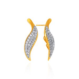 ต่างหูเพชรทรงโค้งทองคำขาว 14K หรูหรา ประดับเพชรทรงกลมเพาะเลี้ยงแบบ Pave ดีไซน์เรียบง่ายสำหรับใส่ทุกวัน - Product Image 2