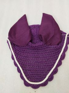 Mouche Voile Oreille Bonnet Capuche Net Coton Respirant Cheval Mouche Oreille Cap Couleur Violet - Product Image 3