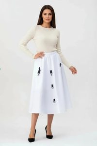 Women's Pocketed <b>Belted</b> Skirt <b>Elastic</b> Waistband Comfortable Everyday Style - Product Image 1