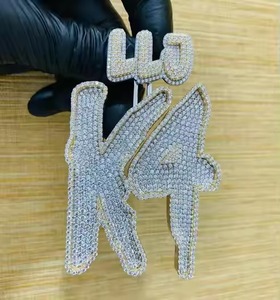 Número personalizado y letra Moissanite Iced out colgante chapado en oro VVS diamantes estilo Hip Hop joyería de moda Pass Tester - Product Image 1