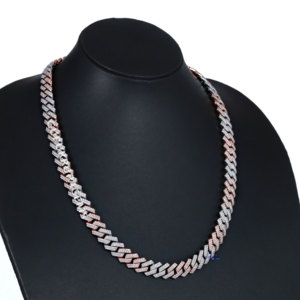 Exquisita cadena de oro rosa blanco de 14kt con diamantes cultivados que irradian encanto irresistible y joyería de glamour - Product Image 2