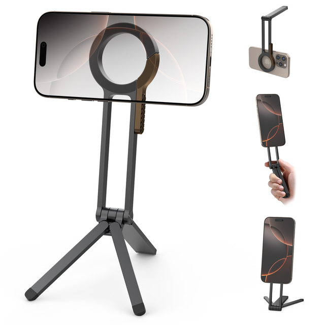 thumbnail interactive-video image 1 of VRIG Magnetic Cell Phone Tripod, Compatible With MagSafe, TP-06 MG-03 Phone Tripod 1 of 12