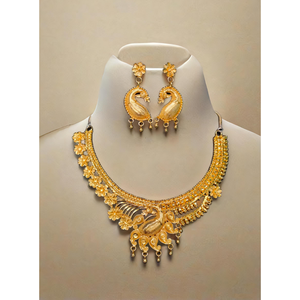 Conjunto de pendientes de collar de calidad súper premium con estilo único chapado en oro de 22 quilates para mujer, conjunto de pendientes de collar, joyería - Product Image 1