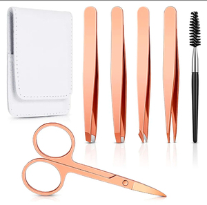QNQ professionnel 6 pièces ensemble de pinces à épiler en or rose 4 ciseaux à épiler les sourcils en acier inoxydable outil de filetage Eyeborw - Product Image 2