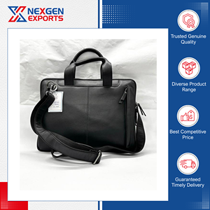 Sac à main pour ordinateur portable en cuir véritable artisanal de qualité exceptionnelle, de qualité supérieure, pour homme, classique, pour affaires, avec fermeture à glissière - Product Image 2