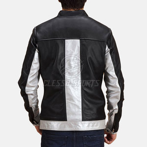 Chaqueta de Motociclista para Hombre de Cuero Genuino al Mejor Precio, Color Liso, Venta en Línea - Product Image 5