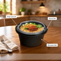 Boîte à lunch jetable de 60 oz, anti-effraction, micro-ondable, sans BPA, en PP de qualité alimentaire, pour pain et nouilles