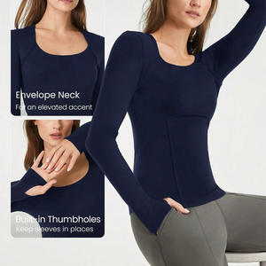 Camisa de compresión de manga larga para mujer con tela flexible y transpirable para entrenamientos de alta intensidad - Product Image 2