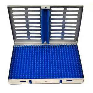 SURGINEXA Cassette de stérilisation en autoclave 7,25x5 pouces, plateau de rangement avec coussinet en silicone, en acier inoxydable, pour instruments professionnels - Product Image 1