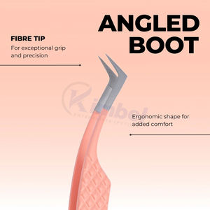 Pince à épiler de volume d'extension de cils de botte longue de marque privée en acier inoxydable avec pointe en fibre pointue - Product Image 6