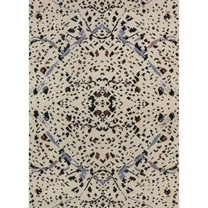 Alfombra de Lana Anudada a Mano Pansy Ivory con Patrón Floral Rectangular para Sala de Estar, Decoración del Hogar y del Automóvil, Estilo Rompecabezas - Product Image 1