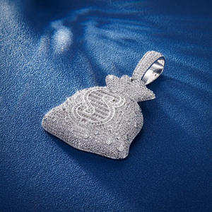 Pendentif en moissanite en forme de sac d'argent glacé, couleur D VVS, micro pavé, argent 925, charme hip-hop de luxe, bijoux personnalisés, OEM, vente en gros - Product Image 4