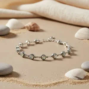 Bracelet chaîne en argent sterling 925 avec pierre naturelle, style religieux, serti clos, unisexe, certifié par un tiers, Art Palace - Product Image 3