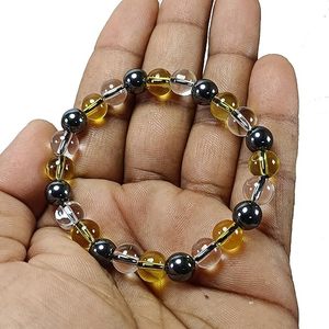 Bracelet en cristal tendance pour hommes et femmes avec perles de citrine en hématite faites à la main bijoux en pierre précieuse cadeau Style Feng Shui - Product Image 2