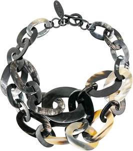 ชุดสร้อยคอเขาควายสีฟ้าสร้อยคอเขาควายธรรมชาติทำด้วยมือสินค้าอินเดีย - Product Image 5