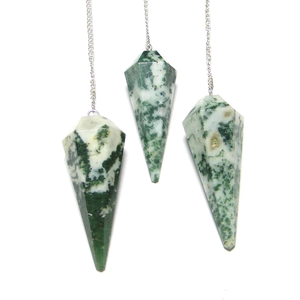 Péndulo de ágata de árbol cónico de alta calidad, piedra preciosa de cristal Natural, Péndulo de radiestesia de cono facetado para péndulo curativo de Reiki a la venta - Product Image 2