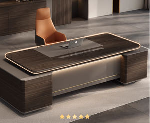 Современный роскошный L-образный офисный стол-Босс и менеджер-дубовый и металлический офисный стол промышленного дизайна - Product Image 4