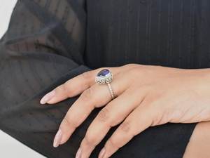 แหวนพลอยอเมทิสต์ลายลูกแพร์925เงินสเตอร์ลิงเครื่องประดับแฮนด์เมดจำนวนมากขายส่ง - Product Image 5