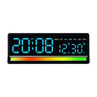 Huayang 6675 Art Deco Elektrischer ABS Multifunktionaler Schallgesteuerter Wecker Farbwechsel-Lichtleiste Duale USB-Ladeausgänge
