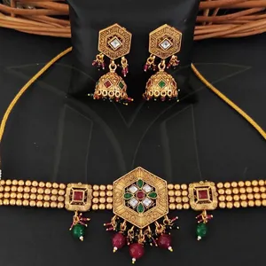 Antique Jewelry Rajwadi polonês Wear Casamento Indiano Acessórios Jóias Tradicionais Bonito Antique Design Gargantilha Colar Set