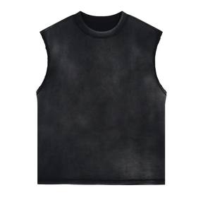 100% coton été débardeur conception ample bord brut gilet tricoté décontracté sans manches T-Shirts respirant - Product Image 4
