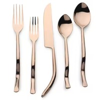 Peralatan Makan Pisau Garpu Sendok Stainless Steel Cermin Warna Perak Rose Gold untuk Pernikahan