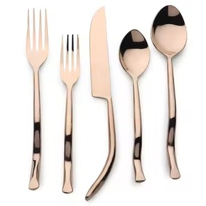 Cubiertos de Acero Inoxidable Espejo, Cuchillo, Tenedor, Cuchara, Vajilla Plateada, Cubiertos de Oro Rosa para Bodas - Product Image 1