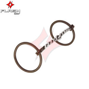 Professionnel 5 pouces torsadé incurvé bouche anneau Snaffle Bit finition antique culotte équestre équitation équipement d'entraînement - Product Image 4