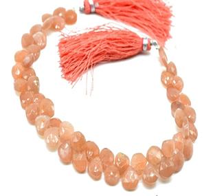 Pierre de Soleil Naturelle en Forme de Cœur Briolette Perles Orange en Vrac Pierre de Soleil Pierre de Soleil Couleur Orange Perles de Pierre - Product Image 1