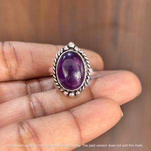 Anillos Unisex de Moda Bohemia, Plata de Ley 18K y Latón, con Piedra Preciosa de Labradorita Morada, Hechos a Mano, Accesorio para Bodas, Aniversarios y Fiestas - Product Image 3