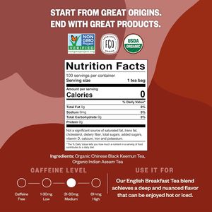 FGO Organic English Breakfast Black <b>Tea</b>, 100 Count, Eco-Conscious <b>Tea</b> Bags - Product Image 6