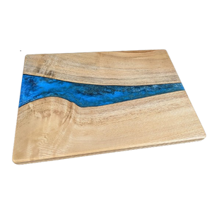Resina azul rellena en texto medio Diseño de tu nombre Tabla de cortar de madera Tabla de servicio rectangular para el hogar y utensilios de cocina a la venta - Product Image 4