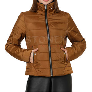 Chaqueta acolchada informal personalizada para mujer, chaqueta con cremallera de burbujas transpirable con relleno de algodón grueso para invierno - Product Image 1