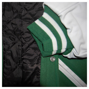 Veste de baseball universitaire pour homme en cuir avec logo personnalisé 2024, broderie noire, veste varsity bleu clair, OEM - Product Image 5