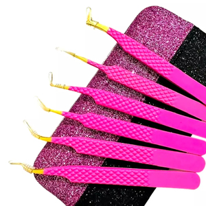 Pince à cils de longueur régulière avec logo entièrement personnalisée à vendre Pince à cils de volume en acier inoxydable de couleur unie - Product Image 2