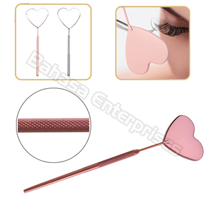 Gros grand miroir d'inspection de cils en acier inoxydable en forme de coeur outil d'extension de cils de beauté pour le maquillage en observant les cils - Product Image 6