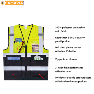 custom samavia warnweste reflective tactical waistcoat outdoor workwear vest multiple pockets fishing & hiking summer outer wear - Product Image 4