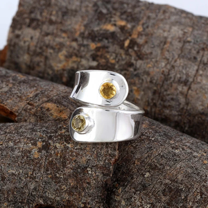 Bague ajustable en citrine naturelle, faite à la main, en argent sterling 925, bijoux de créateur, pierre de naissance du mois de novembre - Product Image 3