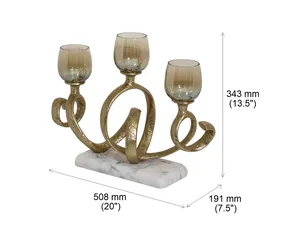 कारीगर धातु एल्यूमीनियम स्पष्ट ग्लास मोमबत्ती धारक संगमरमर के आधार लक्जरी घर सजावट के साथ क्रिसमस लोहे की सामग्री के लिए - Product Image 1