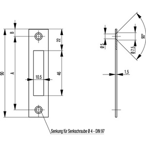 Straight Stainless Steel Plate S412 24mm Square Faceplate BKS Brand - Product Image 3