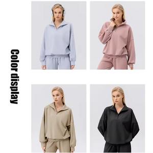 OEM <b>Women</b> <b>Turtleneck</b> Sweatshirts Quarter Zipper <b>Jumper</b> Custom logo Winter Clothing Fashion Casual Girl Clothing sweatshirt - Product Image 6