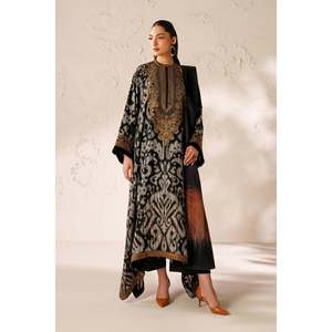 Tissu en satin de soie viscose brodé UF-4289 - Product Image 1